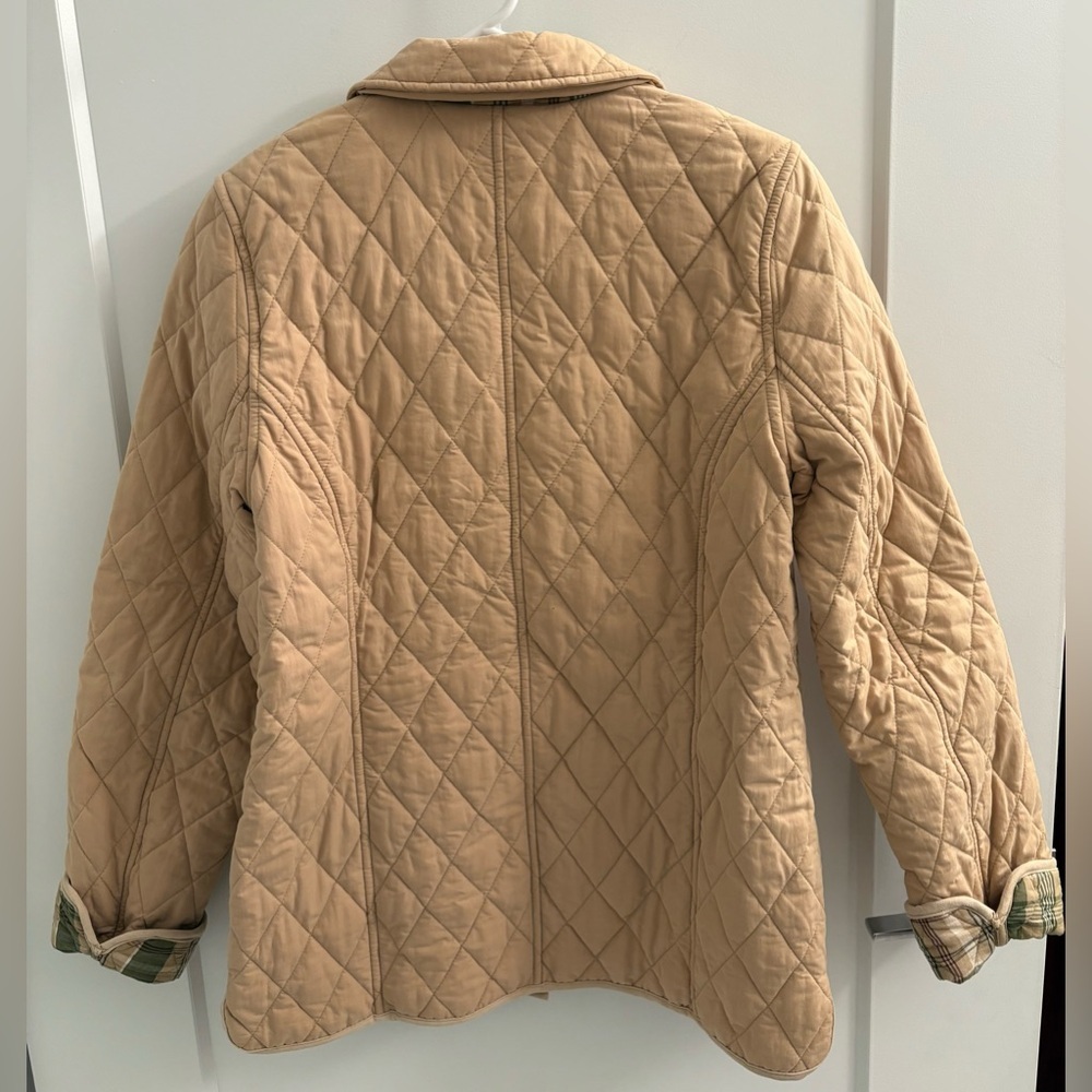 Vintage LL Bean Quilted Khaki Plaid Insulated Barn Coat Size Small - Picture 10 of 17